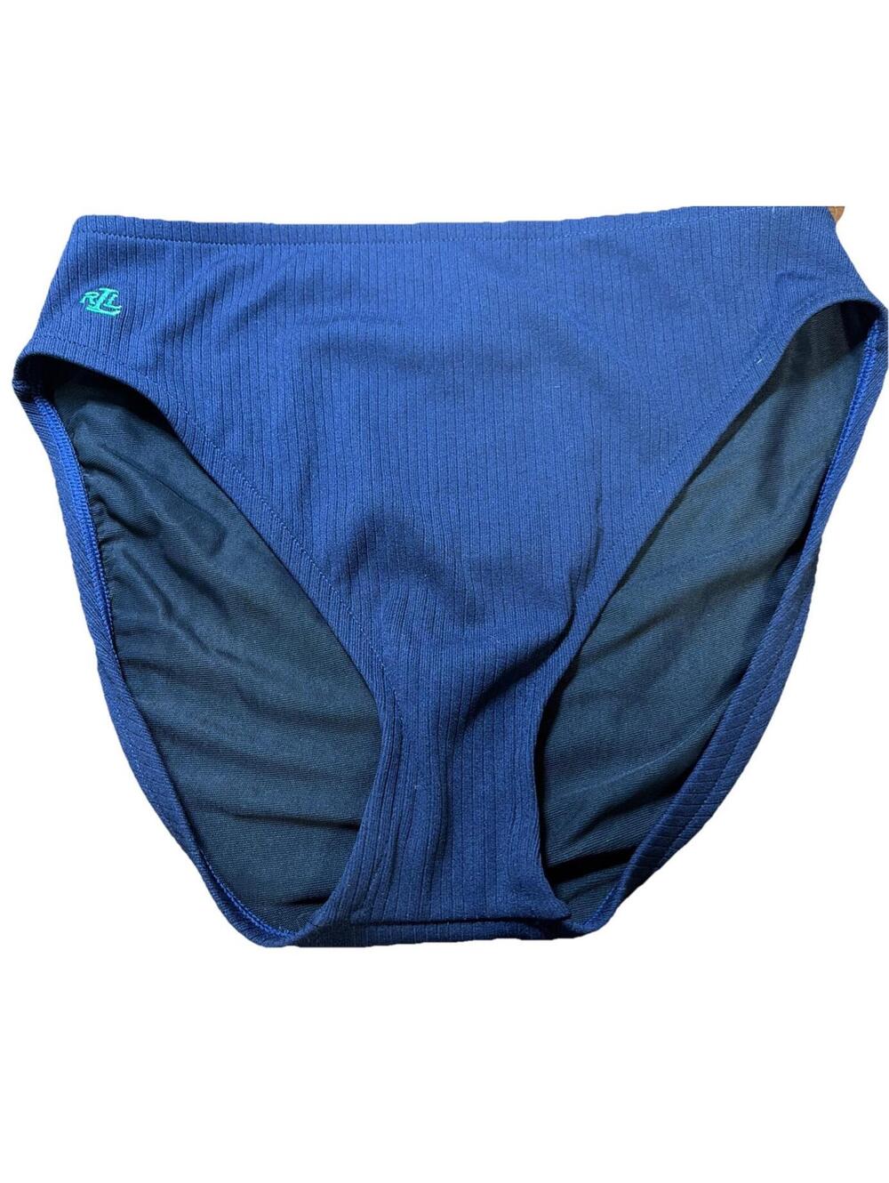 NWOT Lauren Ralph Lauren Navy Blue High Leg Ribbed Bikini Bottoms Size US 10